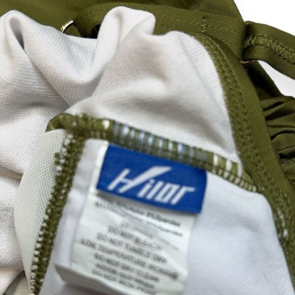 HILOR Women's Green Braided Twist Tummy Control One Piece Swimsuit Size 16 - Picture 3 of 5